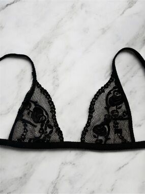 La Perla Floral Lace Triangle Bra Black Sheer Luxury Lingerie